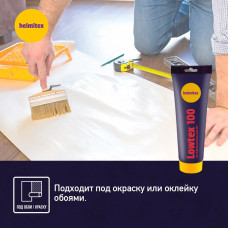 Шпатлевка с полимерными волокнами Helmitex Lowtex для стен, потолков, мебели, работ по дереву, в тубе 250 мл (350 г)
